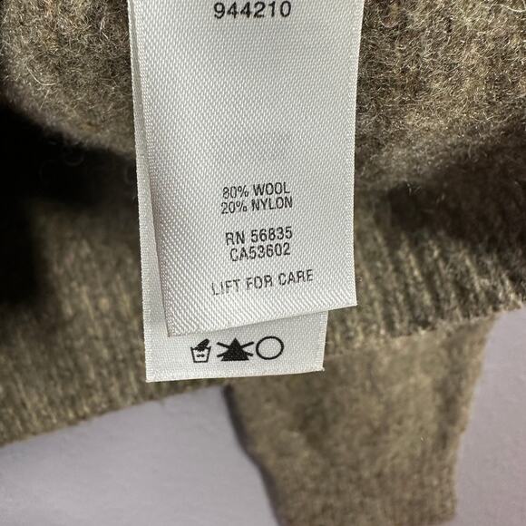 Cabelas Sweater Mens Large Green Wool Blend Shoulder Hunting Patch Long Sleeve - Picture 5 of 6